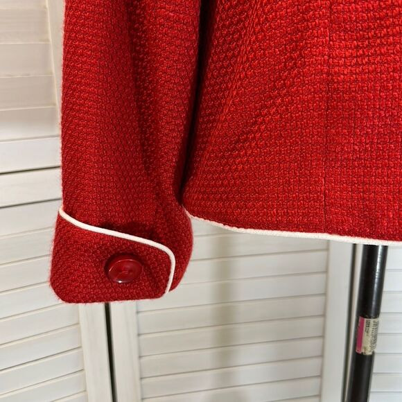 Dennis Basso Size Medium Signature Red Long Sleeve Jacket - Picture 7 of 14